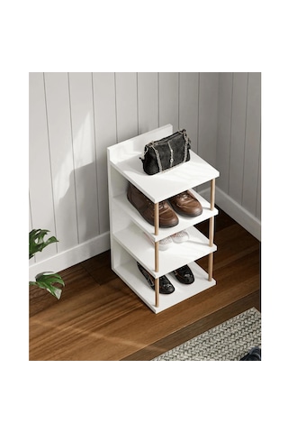 Reyo Çok Amaçlı 4 Raflı Ayakkabılık, Banyo, Mutfak Düzenleyici Organizer Beyaz
