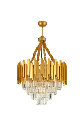 Sima 50 Cm'lik Kristal Cam Taşlı Lüks Avize - Sarı Yaldız Sarı Yaldız