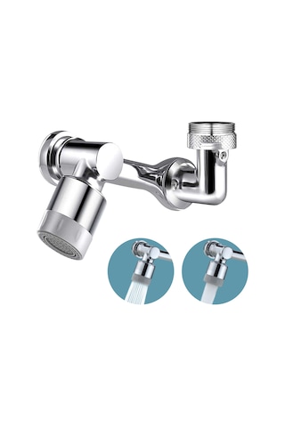 Monyee Stahl+abs Gümüş Fıçma Uzatıcı 3x360 Döner Mekanik Kolu - Duş + Köpürtü Çıkış Modu Gümüş