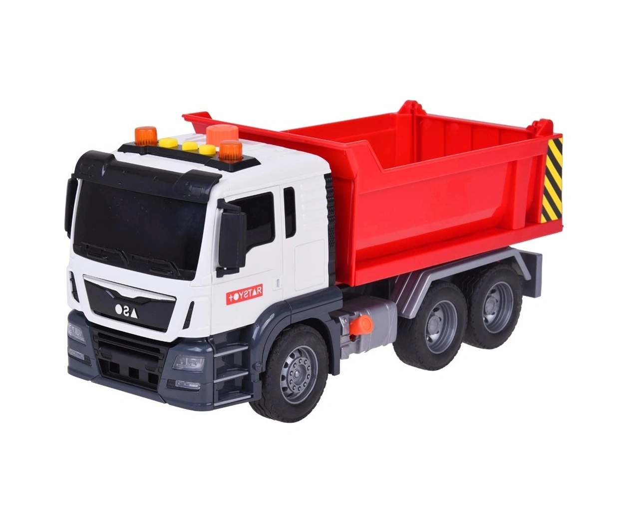 1:12 Sürtmeli Sesli Işıklı Kırmızı Damperli Oyuncak Kamyon