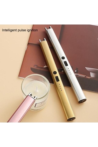 Pazly Rose Gold Darbe Ateşleyici, Çift Emniyet Anahtarlı, Alevsiz, Rüzgar Geçirmez, Usb Şarj Edilebilir, Mutfak Ve Kamp İçin Uygun Çok Renkli