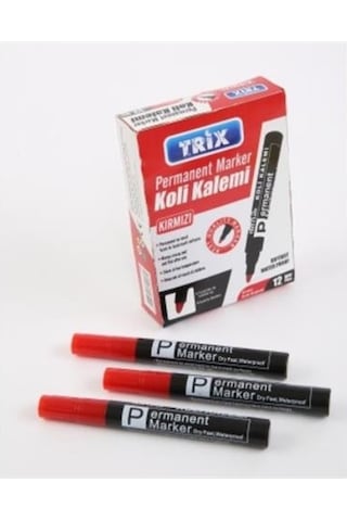 Trix T-768 Kırmızı Permanent Koli Kalemi Kırmızı