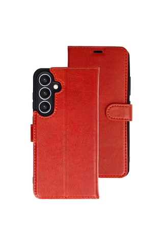 Samsung Galaxy Uyumlu A27 5g Kılıf Deri Deluxe Cüzdanlı Kapaklı Case Kırmızı