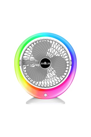 Usb Şarjı Gradyan Ortamlı Renkli Led Masa Fanı 3speed Rüzgar Enerjisi 1200mah Pil