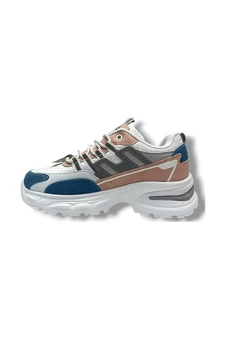 Marco Jamper 2286-26 Anorak Deri Anatomik Kadın Sneaker Petrol Beyaz Pudra