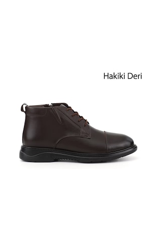 Gönderir Erkek Kahverengi Bağcıklı Kauçuk Taban Hakiki Deri Klasik Bot Dkmb82242291
