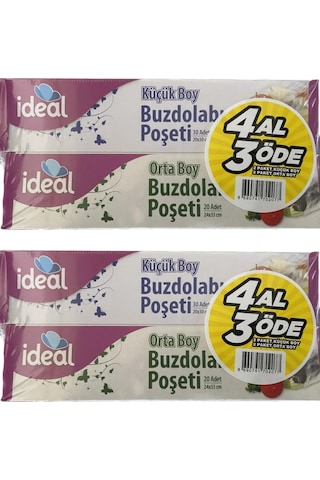İdeal Buzdolabı Poşeti 4 Al 3 Öde 2 Orta + 2 Küçük x 2 Set