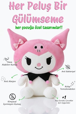 Kuromi Peluş Oyuncak 40cm - Koleksiyonluk & Sevimli Açık Pembe