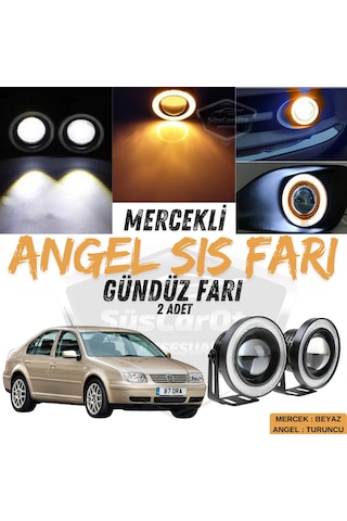 Vw Bora 1998-2006 Uyumlu Mercekli Angel Sis Farı Metal Su Geçirmez 76 Mm Turuncu Halkalı Gündüz Farı Angel Eyes 2 Adet