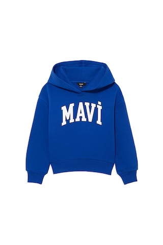 Mavi - Mavi Logo Baskılı Mavi Kapüşonlu Sweatshirt 6610110-70896 Mavi