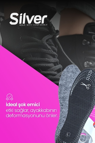 Silver Isı Koruyucu Keçe Ayakkabı Tabanlığı - Sıcak Tutan Kışlık Taban 35-45