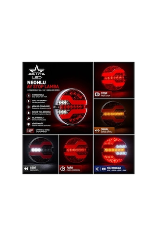 Thoc Özellikli Neonlu Neonlu Ay Stop Hamburger Led Lamba 12/24 Volt