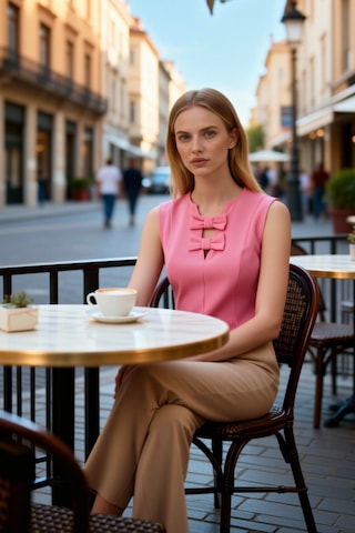 Benerly Kadın Bluz Crop Fiyonk Detaylı Kesik Yaka Kolsuz Dokuma Kumaş Düz Pembe