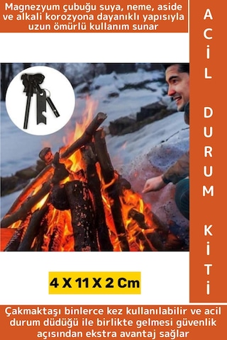 Dayanıklı Outdoor Kamp Piknik Ateş Acil Durum Sos Düdük Magnezyum Çakmaktaşı Özel Hayatta Kalma Kiti Çok Renkli