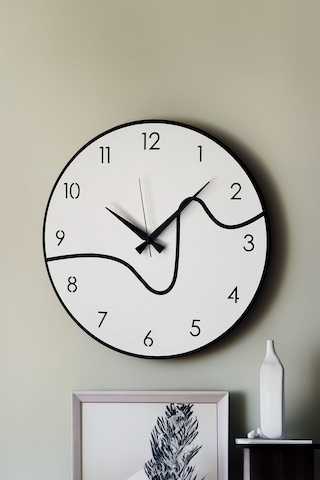 Dekoratif Yeni Modern Caph Beyaz - Siyah Ahşap Duvar Saati 48cm Siyah - Beyaz