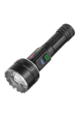 Güçlü Led El Feneri Tam Set - Tripod + Sert Taşıma Çantası + Şarj Kablosu Ve Bilek Askılı & Powerbank Özellikli 10 Mod Gri