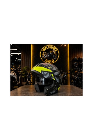 Jk-902 Çene Açılır Güneş Vizörlü Sarı