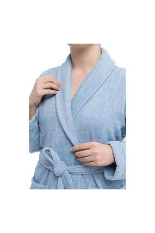 Soley Minerva Extra Yumuşak %100 Pamuk Kadın / Erkek Unisex Bornoz Mavi