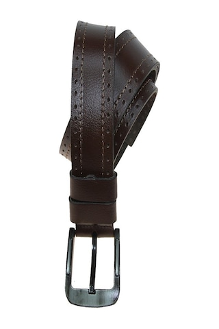 Hakiki Deri Erkek Spor Nakışlı Kot Kemeri 4,5 Cm Kahverengi