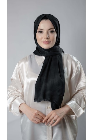 Siyah İnce Çizgili Şal Viskon Bursa Dolama 202111 01 Siyah