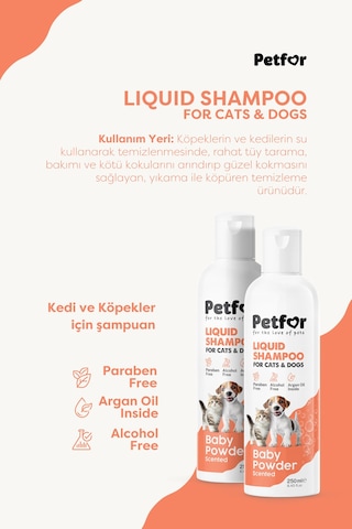 Kedi Ve Köpekler İçin Bebek Pudralı Şampuan 250 Ml X2 Adet