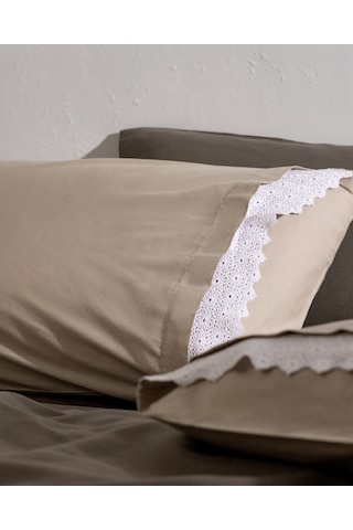Madame Coco Fleuve %100 Pamuk 2'li Yastık Kılıfı - Bej 8684427287392 Ekru