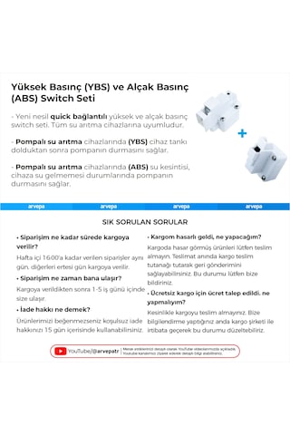 Su Arıtma Cihazı Basınç Pompası Switch Seti