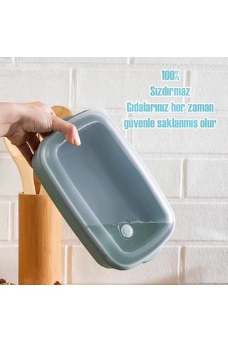 Porsima 5314 Kilitli Sızdırmaz Kapaklı Hava Tahliye Contalı Çok Amaçlı 3lü Dikdörtgen Erzak Yiyecek Saklama Kabı Seti Mavi- 1000-1700-2800ml Mavi