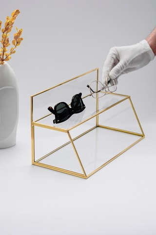 Organizer Cam Raflı Pirinç & Gold