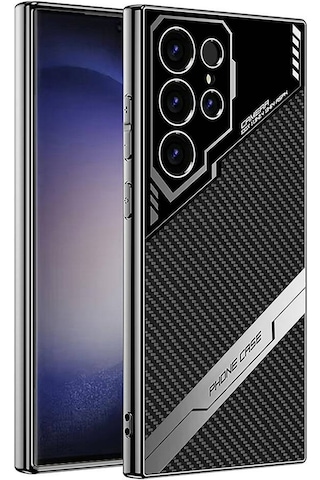 Galaxy S23 Ultra Uyumlu Kılıf Kamera Korumalı Karbon Tasarım Zore Yeni Seri Procase Kapak-siyah Karb Siyah Karbon