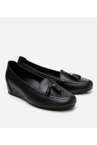 Hotiç Kadın Deri Siyah Püsküllü Dolgu Topuklu Ayakkabı 01ayh309750a100 Siyah