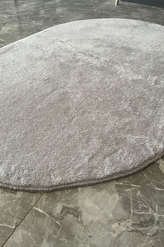Tropikal Home Post Peluş Yumuşak Oval Halı Tüylü Halı Kaymaz Taban Konforlu Dekoratif Yıkanabilir Gri