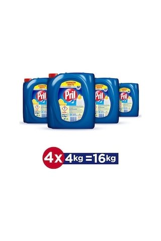 Pril Elde Yıkama Sıvı Bulaşık Deterjanı 4 x 4 KG Limon