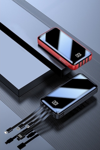 Intouch 20000Mah Prime Dijital Göstergeli Çoklu Kablolu Powerbank,Kırmızı