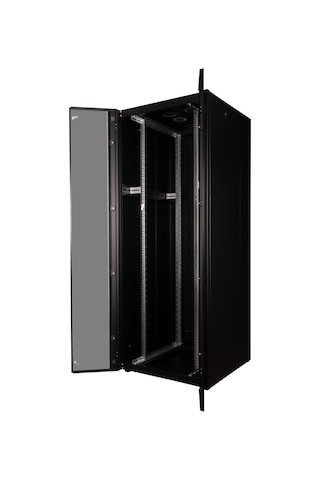 Lande Demonte 42u 800x800 Hyperline Dikili Tip Rack Kabinet Siyah Ön Cam Kapak / Tekerlekli
