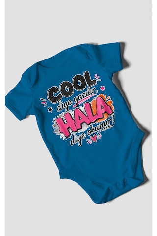 Morivokids Cool Diye Yazılır Hala Diye Okunur Kısa Kollu Bebek Body %100 Pamuk Koyu Mavi