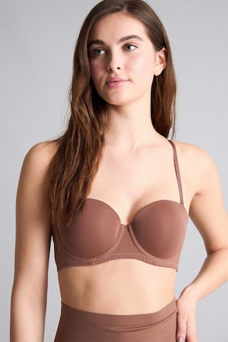 Defacto Yarım Dolgulu Micro Kaplı Yarım Dolgulu Balenli Tişört Bra Fall İn Love C1525ax25aubn307 Kahve