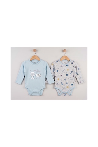 Mother Love %100 Organik Pamuk 2'li Uzun Kol Body 0-36 Ay Mavi