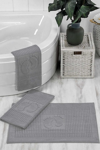 3 Lü Banyo Ayak Havlusu %100 Pamuklu 50x70 Cm Açık Gri