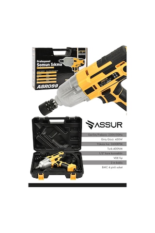 Assur ASR099 450W Elektrikli Somun Sıkma Sarı