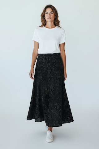 Kadın Beli Lastikli Desenli Sekiz Parça Balık Etek Mor