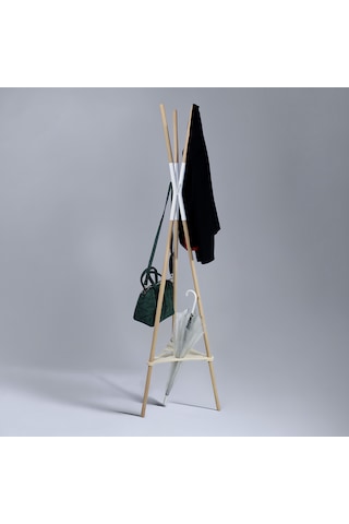 Dzgn Home Ayaklı Demonte Ahşap Elbise Askısı Portmanto Antre Ahşap