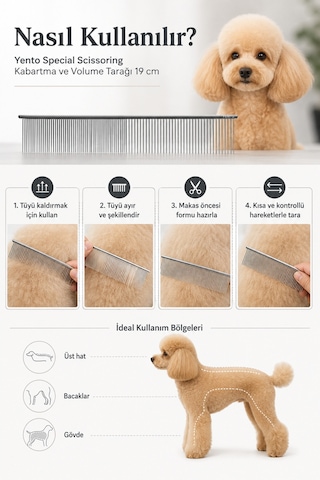 Yento Special Scissoring Kedi & Köpek Kabartma Ve Volume Tarağı 19 Cm