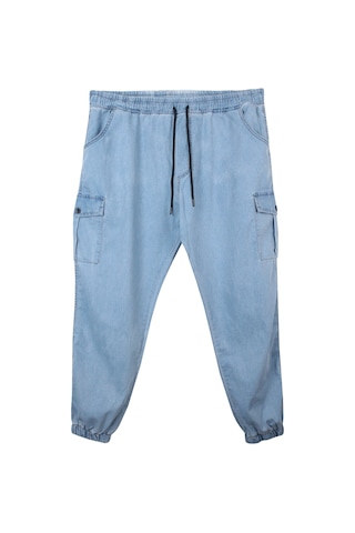 Erkek Büyük Beden 100-156 Kilo Arası İçin Uygun Kargo Cepli Jogger Kot Pantolon Açık Mavi