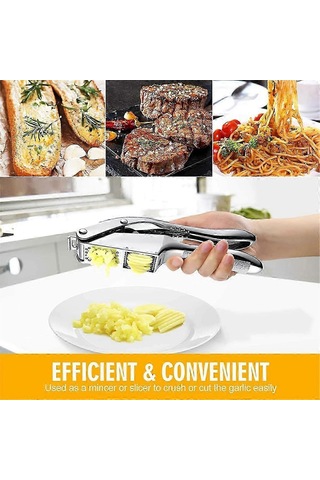 Sarımsak Presi Ve Dilimleyici 2'si 1 Arada Paslanmaz Çelik, Çift Fonksiyonlu Sarımsak Kıyma Ve Ezici, Elde Taşınabilir Sarımsak Sıkacağı Siyah
