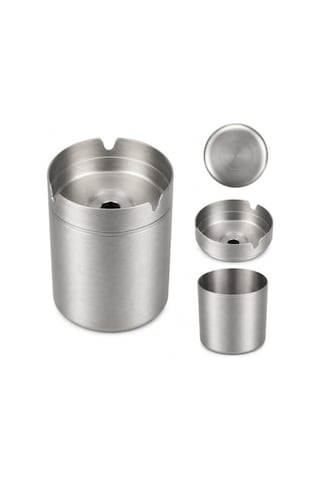 Paslanmaz Çelik Dumansız Küllük, Tamamı Metal İç Dış Mekan Kokusuz Oto Kül Tablası