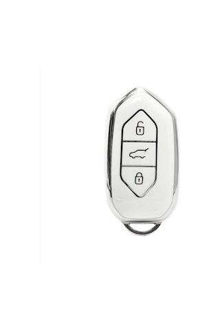 Gma Keys Togg T10x T10f 3 Tuşlu Smart Nano Koruma Anahtar Kılıfı Beyaz Gümüş Silver Renk Yüksek Kalite