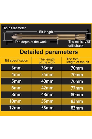 Evrensel Matkap Ucu Seti Karbür Matkap Ucu Çok Fonksiyonlu Matkap Uçları Cam Seramik Tam Seramik Fayans Duvar Ahşap Delik Delme Matkap Seti