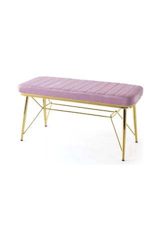 Retro Ayaklı Babyface Kumaşlı Bench Puf Pembe
