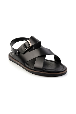 Siyah Hakiki Deri Erkek Sandalet E05433071014